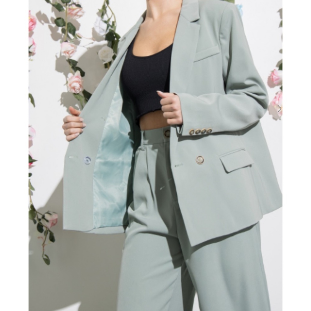 Aaron and amber sage green button down blazer